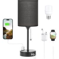 Lampes de table 3 températures de couleur - 2700K 3500K 5000K Lampes de chevet avec ports USB C et A, lampes à chaînette pour chambres à coucher avec prise secteur, lampes de chevet ave
