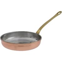 Poêle à frire en cuivre et laiton, poêle en cuivre 18 cm, conductrice de chaleur excellente, idéale pour cuisine professionnelle et quotidienne, légère 0,56 kg, dimensions 19 cm