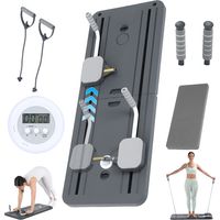 Planche de Pilates 4 en 1 Pliable avec Compteur LED, Bandes de Résistance, Roue d’Abdominaux et Supports de Coudes, Équipement d’Exercice Compact pour Maison et Salle de Sport