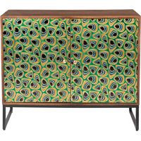 Buffet 2 portes 95x40x80 cm en manguier et laiton vert