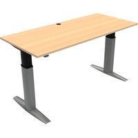 Bureau à réglage en hauteur électrique STIER 501-23 180x80 cm, mélaminé hêtre 68-120 cm