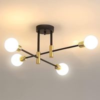 GOECO Sputnik Ceiling Light, 4 Lights Hanging Chandelier, E26 Mid-Century Pendant Light for Living Dining Room Loft, Bulb not Including