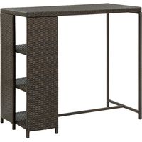vidaXL Bar Table with Storage Rack Brown 120x60x110 cm Poly Rattan
