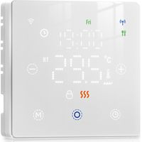 Termostato WIFI Con Batteria Bianco, Per Caldaia a Gas Boiler, APP TUYA Smart Life, Quadrata Montaggio da Esterno Oppure Incasso Scatola 502