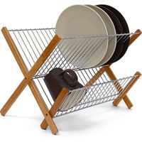 Relaxdays – Panier égouttoir pliable en bambou et métal – Dimensions 27 x 38 x 29 cm – Résistant à l'humidité – Rangement compact et efficace