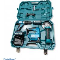 KIT ELETTROUTENSILI A BATTERIA 20V TRAPANO SEGHETTO SMERIGLIATRICE VALIGETTA