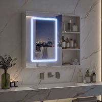 Armoire de Salle de Bain avec Miroir,Simple Porte et LED éclairage,Lumière réglables,Miroir LED Anti-buée AVCE 3 Étagère réglable,Armoire de Toilette avec Miroir HD,60.2x15.2x60.2cm