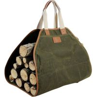 Firewood carrying bag - for camping fire pits and barbecues - 1 piece, green