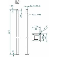 Poste de acero CEPRO estándar 2.250 mm