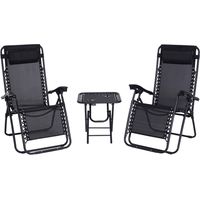 Three-Piece Garden Table and Chair Set ,Patio Bistro Set with Reclining Garden Chairs for Outdoor- Dark Grey