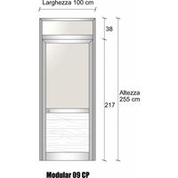 Modulo Iniziale/Finale Parete Divisoria in Alluminio Vetro e Luce Opale e Perline con Porta - H2550xL1000 mm - Colore Argento Ox ITALFROM