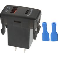 Chargeur USB Voiture Toivize QC3.0+PD Voltmètre Bleu 12-24V Double Port Rapide ABS Universel Auto Moto Camping-Car