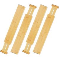 Lot de 4 Separateur Tiroirs Separateur Tiroir Cuisine Organisateur Tiroir Cuisine Réglable Séparateurs de Tiroir en Bambou Organisateur de Tiroir À Ressort pour Cuisine Chambre Commode 566cm
