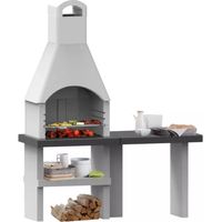 barbecue a carbonella in cemento "pistoia xl" 160x59x203 cm