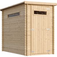 Timbela – Abri de jardin en bois M306A – Surface 2.63 m² – Dimensions l239 x L144 x H198 cm – Toit en contreplaqué OSB-3 résistant à l'eau – Fenêtres en plexiglas