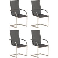 Sonnenpartner 4x Infinity Freischwinger Gartensessel hoch Edelstahl/Textilen black