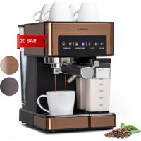 Klarstein Cafetiere avec Mousseur de Lait Cafetières Machines à Café et Machines à Expresso 20 Bar Petite Cafetière Electrique Acier Inoxydable 1350W pour Café Moulu Machine a Cafe Qualite Barista Arg