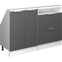 Mobile cucina sottotetto R-Line, Antracite-Oro/Bianco, 120 cm Set di 2, Vicco