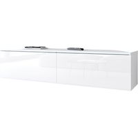 TV-Schrank für das Wohnzimmer, 140 cm, 2-türig, matt + weiß glänzend, universell