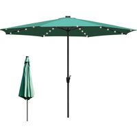 Wolketon Ombrellone da 3,5 m con illuminazione a LED – Ombrellone da giardino luminoso per terrazza, verde