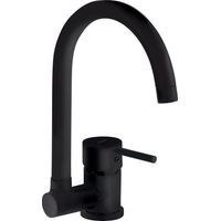 Grifo monomando para fregadero de cocina con caño abatible en color negro mate, altura mínima 95 mm Deante ASTER BCAN61M Negro mate