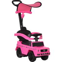 Voiture électrique enfant avec klaxon, pare-soleil et barres de sécurité, véhicule rechargeable stable et confortable rose