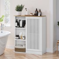 Meuble d'angle, Meuble de salle de bain d'angle avec compartiments de rangement ouverts — Meuble de rangement moderne avec portes à croisillons et étagères réglables — Idéal pour salle de bain, cuisin