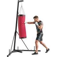 Support Sac de Frappe Autoportant avec Sac de Frappe et Base Lesté Réglable en Hauteur 175x91x231cm Rouge