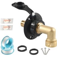 Entrée d'eau pour camping-car, raccord d'eau robuste en laiton avec clapet anti-retour, entrée d'eau pour camping-cars en laiton avec adaptateur de raccordement en laiton, entrée d'eau pour