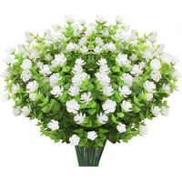 8pcs Bouquets Fleurs Artificielles Fleur Fausse, UV Résistant Verdure Arbustes Plantes Eucalyptus Intérieur Extérieur Suspendus Planteur Accueil Jardin Décor, Blanche