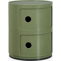 SKLUM Nachttisch Ø30 cm mit Regalen Babel Tiefes Grün Olive 2 Schubladen