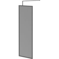 Colore 8mm Smoked Glass Gunmetal Grey 1950mm x 700mm Fully Framed Walk In Shower Screen including Wall Channel and Support Bar