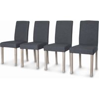 sweeek - 4er Set Stühle mit Stoffbezug und gekälkten Holzbeinen
