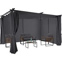 Pergola Limited Edition einziehbares Dach 3x4 M und 4 Vorhänge anthrazitgrau