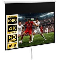 Homcom – Écran de projection 120 pouces 16:9 4K HD – Mécanisme de verrouillage automatique – Installation murale ou plafond – Plastique mat sans plis