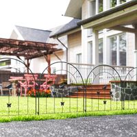 Gartenzaun Zaun Stahl 300 cm x 70 cm hoch Dekorativer Gitterzaun Set Zaunelemente Hundezaun Oberbogen Zaun für Hunde Landschaftszaun für Garten Blumenbeete Tierbarriere Außenbereich Schwarz