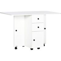 Mesa plegable avec ruedas y almacenaje 120x60x76.5 cm blanco