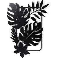 Sollbry Feuilles de Palmier Décoration Murale en Métal, Noir Tenture Décor Silhouette Mur Art Feuilles Tropicales pour Maison Chambre Salon Salle de Bains Cuisine Bureau Décoration Murale, 30x21.9cm