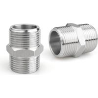 2 Pcs 1/2" Male to 1/2" Male BSP, Pipe Adapter Thread Stainless, for Water, Gas, Oil, and Fuel Applications Pipe Connecting Conversion
