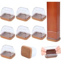 Confezione da 8 protezioni per gambe di sedie in feltro per pavimenti in legno, protezioni per pavimenti rettangolari in silicone trasparente