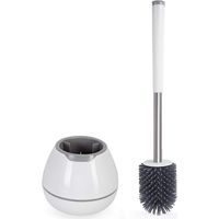 Toilettenbürste, Toilettenbürste, Silikon-Toilettenbürste mit schnelltrocknendem Halter, rutschfestem langem Griff - Weiß