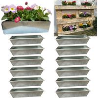 12er Set Zink Paletten Blumenkästen - Einsatz 38cm groß Silber - aus Metall verzinkt - Zinkkasten Pflanzkasten Balkonkasten Blumentopf für Europaletten