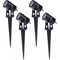 Set of 4 LED Spotlights 5W 220V Adjustable Garden Spotlights with Ground Spike Lights Outdoor Garden Terrace