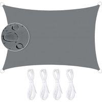 Wasserdichtes, rechteckiges Sonnensegel, 95 % UV-Schutz, aus strapazierfähigem und atmungsaktivem Polyester, für Garten, Terrasse und Außenbereich, mit Seil, 3 x 4 m (grau)