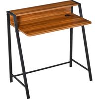 Escritorio Mesa de Ordenador 84x45x85cm con Encimera y Patas de Metal Estilo Moderno para Oficina Nogal