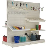 PROVOST - Rayonnage gondole Promag 3 double face en métal blanc - Fond perforé - 1000 x 100 x 211 cm