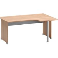 Bureau compact hêtre retour à droite L 160 cm piètement plein bois - Jazz