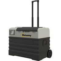 Glacière électrique à compression 56L portable avec modes ECO/MAX, tige télescopique et roulettes, noir