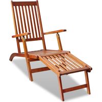 Tumbona tumbona cama de jardín mobiliario de terraza con reposapiés madera maciza de acacia 020012569