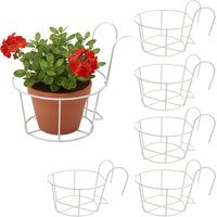 hangende bloempotten, set van 6, ijzer, wit, 21x20x26 cm, geschikt voor balkon en terras